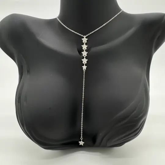 Çelik Silver Taşlı Yıldız Model Y Kolye - 3