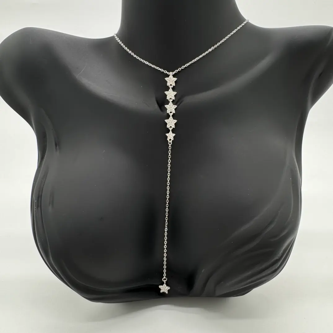 Çelik Silver Taşlı Yıldız Model Y Kolye - 3