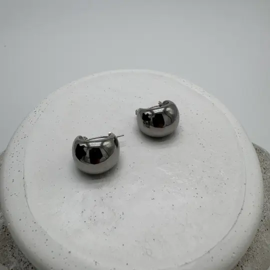 Çelik Silver Vintage Top Halka Model Küpe - 2