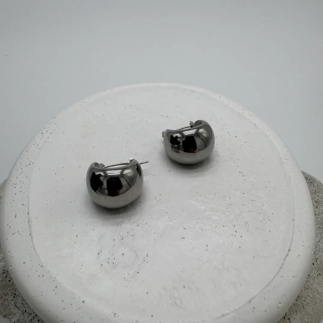 Çelik Silver Vintage Top Halka Model Küpe - 2