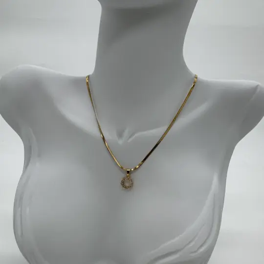 Çelik Taşlı Yuvarlak Detay İtalyan Zincir Gold Kolye - 3
