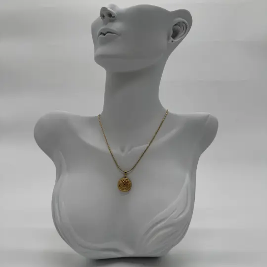 Çelik Vintage Göz Detay İtalyan Zincir Gold Kolye - 1