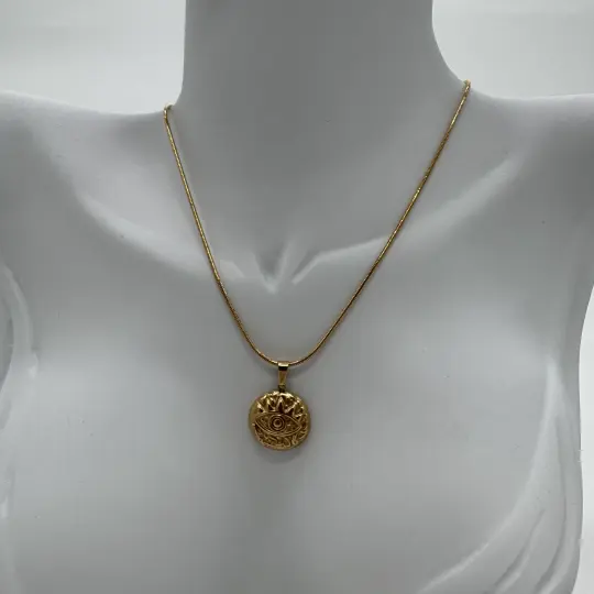 Çelik Vintage Göz Detay İtalyan Zincir Gold Kolye - 3