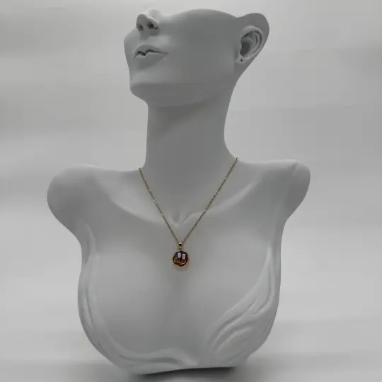 Çelik Vintage Sanat Kolye Serisi: Yuvarlak Model İnci Detay - Gold - 1