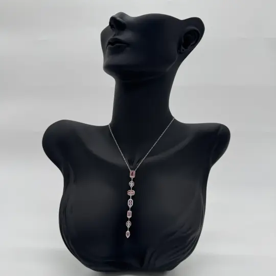 Çelik Yedi Element Y Kolye Silver Pembe Taş Detay - 1