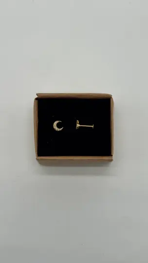 Cerrahi Çelik Gold Ay Taşlı Kıkırdak Piercing