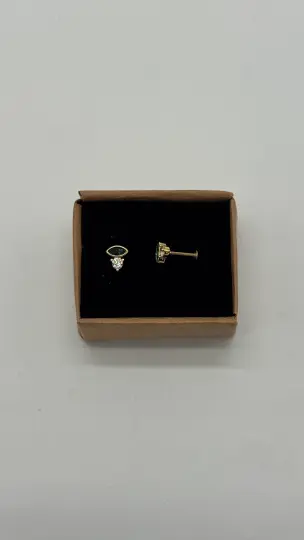 Cerrahi Çelik Gold Yeşil Taşlı Kıkırdak Piercing