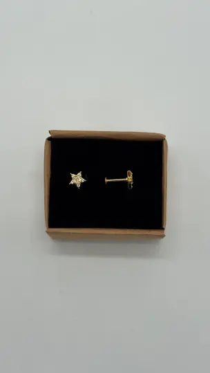 Cerrahi Çelik Gold Yıldız Taşlı Kıkırdak Piercing