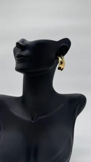 Gold Kalın Halka Şık Küpe - 3