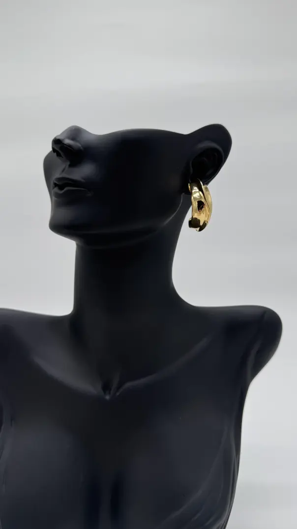 Gold Kalın Halka Şık Küpe - 3