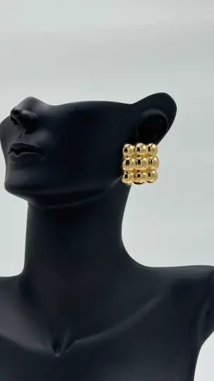 Gold Kare Büyük Şık Küpe