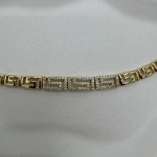 Özel Seri 14K Altın Kaplama Athena Gold Yunan Desen Taşlı Detay Bileklik - 2