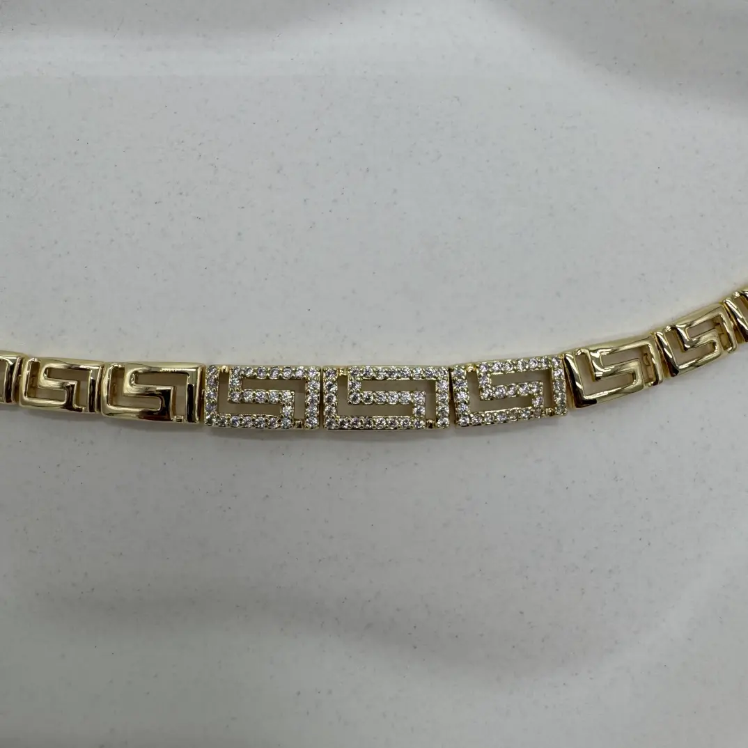 Özel Seri 14K Altın Kaplama Athena Gold Yunan Desen Taşlı Detay Bileklik - 2