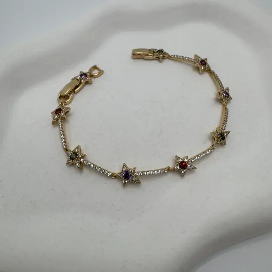 Özel Seri 14K Altın Kaplama Gold Starry Dreams Taş Detay Bileklik - 3