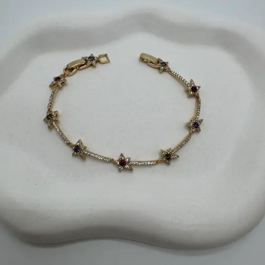 Özel Seri 14K Altın Kaplama Gold Starry Dreams Taş Detay Bileklik - 4
