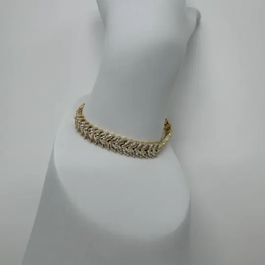 Özel Seri 14K Altın Kaplama Gold Vibe Balık Sırtı Taşlı Detay Bileklik