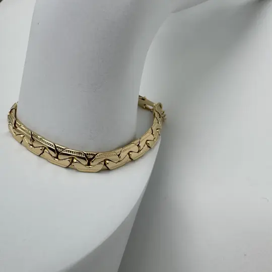 Özel Seri 14K Altın Kaplama Golden Flow Dalgalı Zincir Detay Bileklik - 2