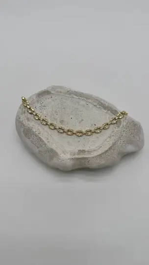 Özel Seri 14K Altın Kaplama Lustre Yuvarlak Motifli Taş Detay Bileklik - Gold - 5