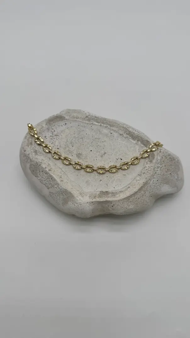 Özel Seri 14K Altın Kaplama Lustre Yuvarlak Motifli Taş Detay Bileklik - Gold - 5