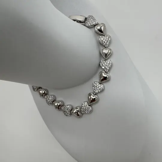 Özel Seri 14K Altın Kaplama Silver Queen Taşlı Kalp Detay Bileklik