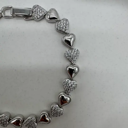 Özel Seri 14K Altın Kaplama Silver Queen Taşlı Kalp Detay Bileklik - 2