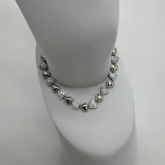 Özel Seri 14K Altın Kaplama Silver Queen Taşlı Kalp Detay Bileklik - 4