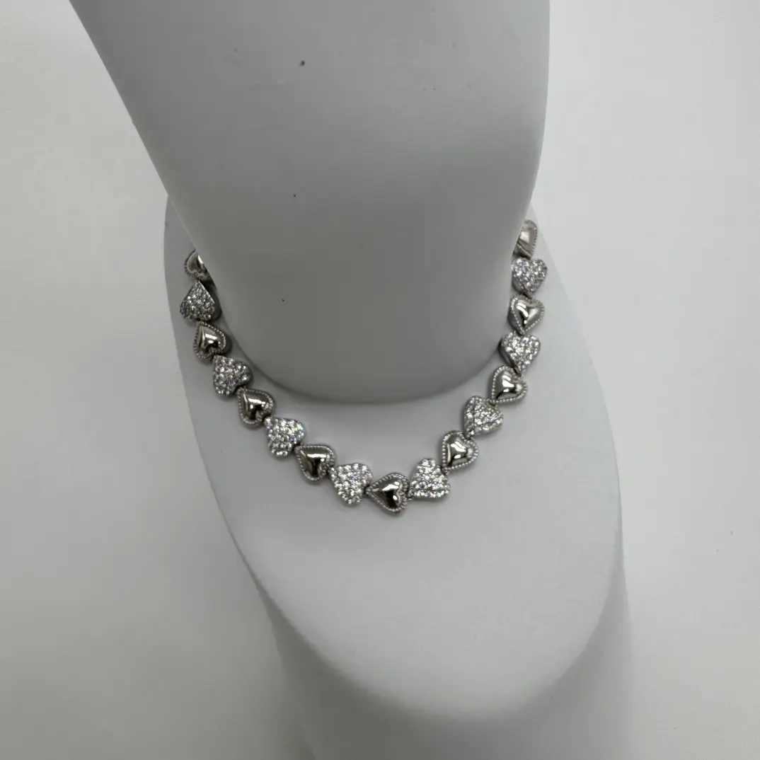 Özel Seri 14K Altın Kaplama Silver Queen Taşlı Kalp Detay Bileklik - 4
