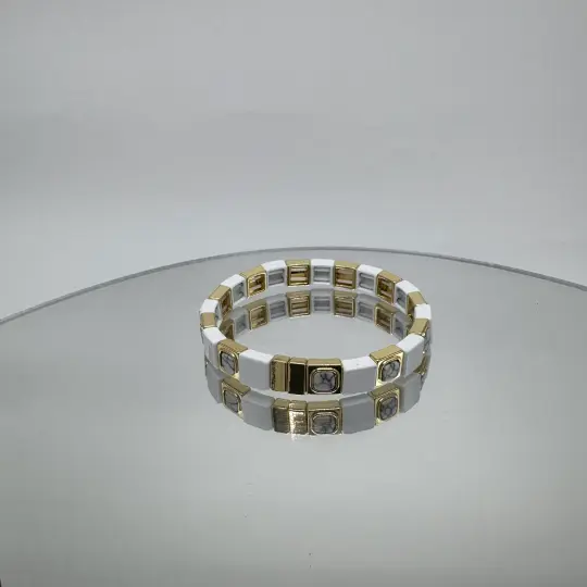 Özel Seri Beyaz Gold Taş Detay Kelepçe