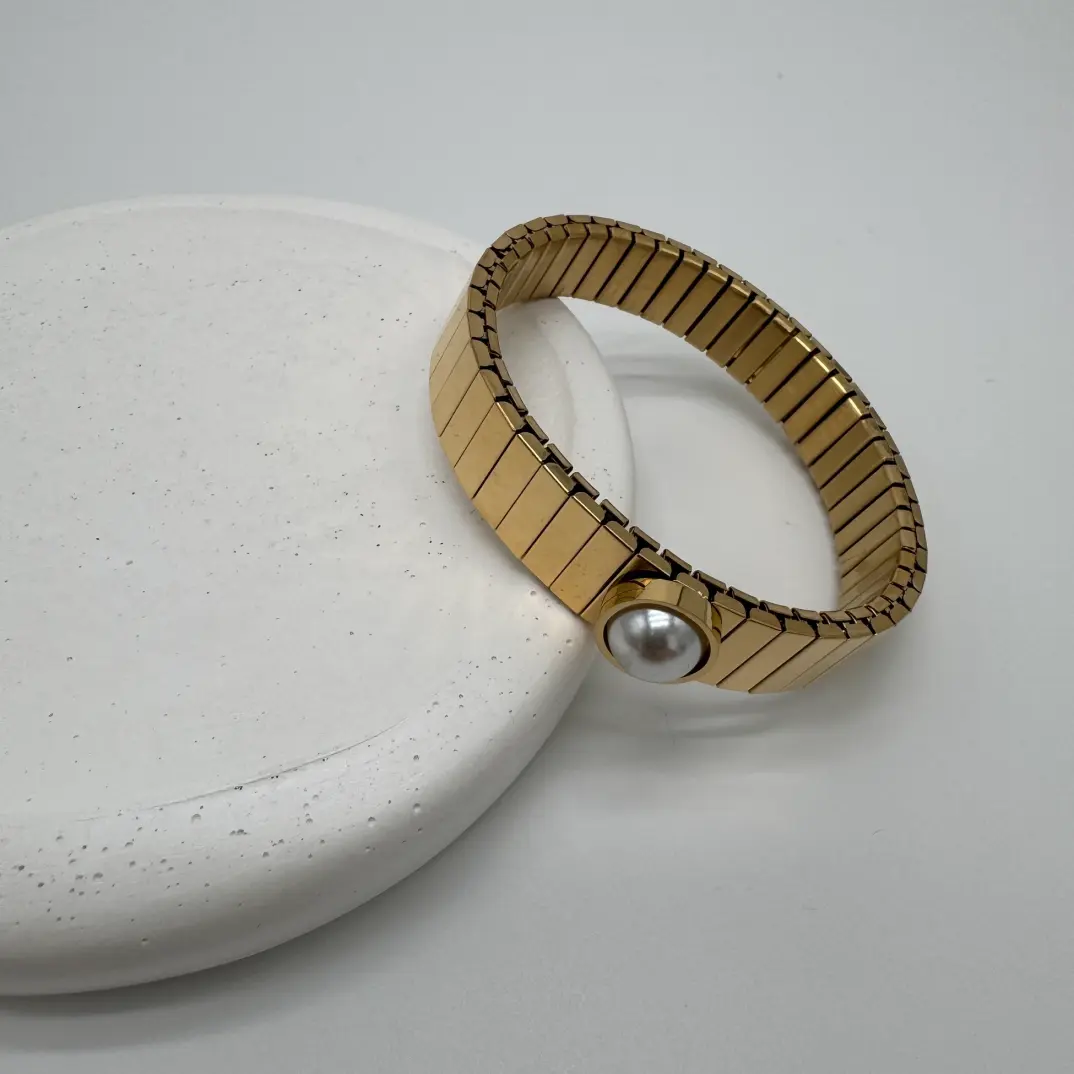 Özel Seri Çelik İnci Detay Vintage Model Kelepçe - Gold - 2
