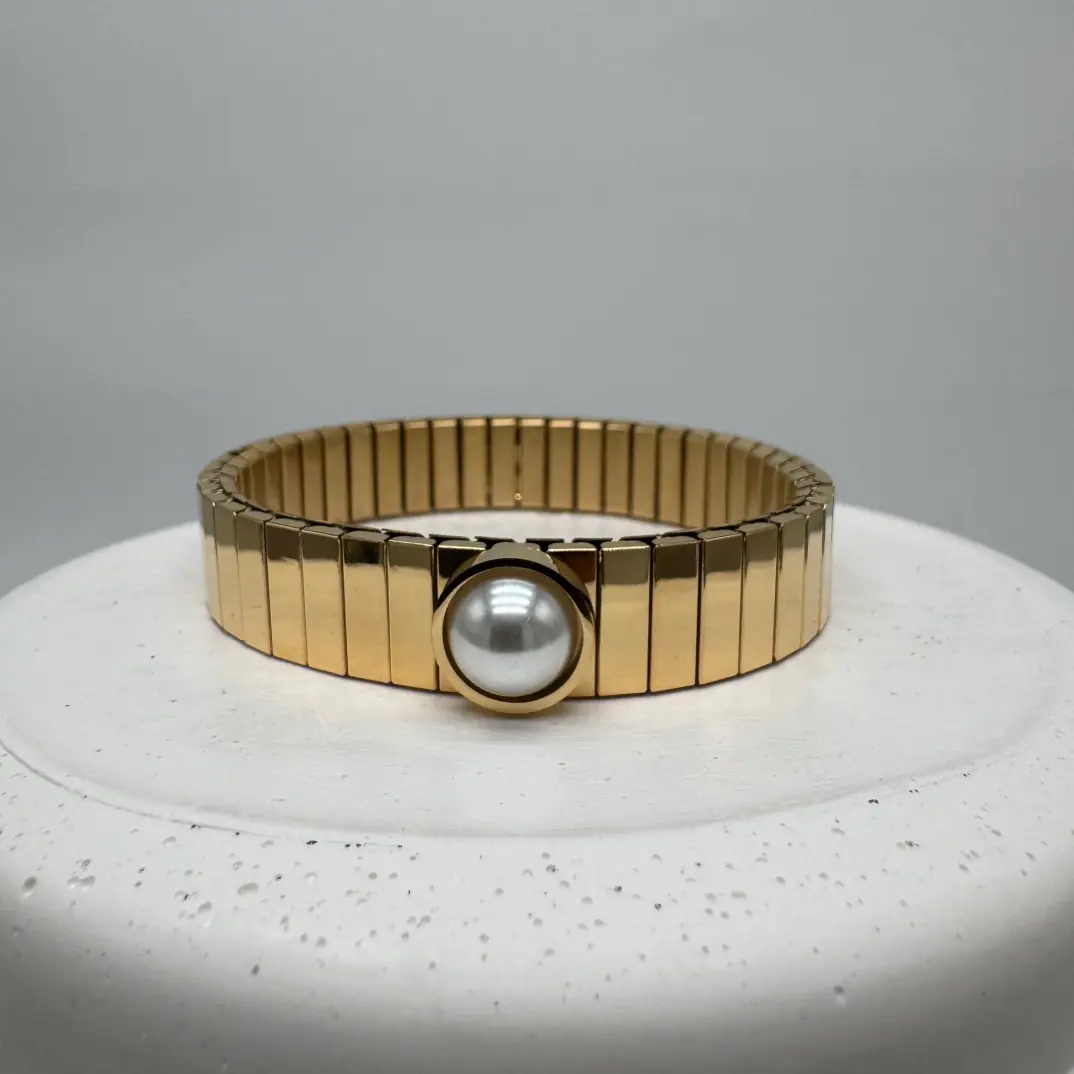 Özel Seri Çelik İnci Detay Vintage Model Kelepçe - Gold - 3