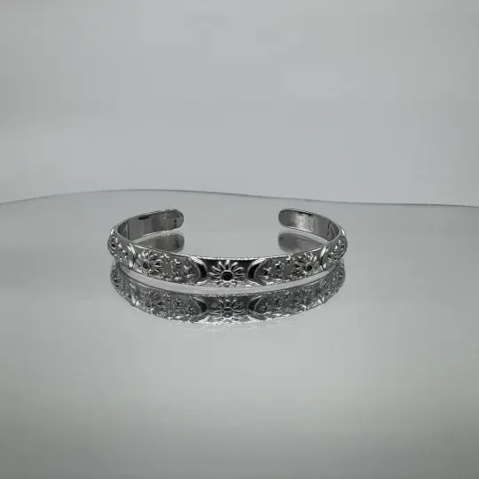 Özel Seri Çelik Yaz Temalı Silver Kelepçe Bileklik