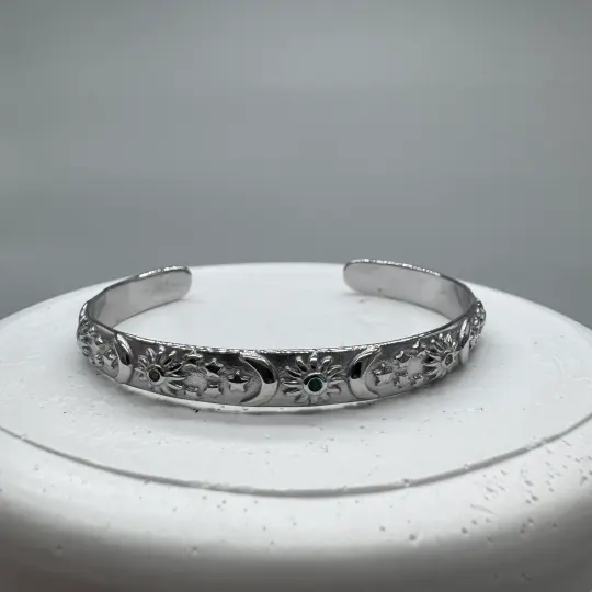 Özel Seri Çelik Yaz Temalı Silver Kelepçe Bileklik - 3