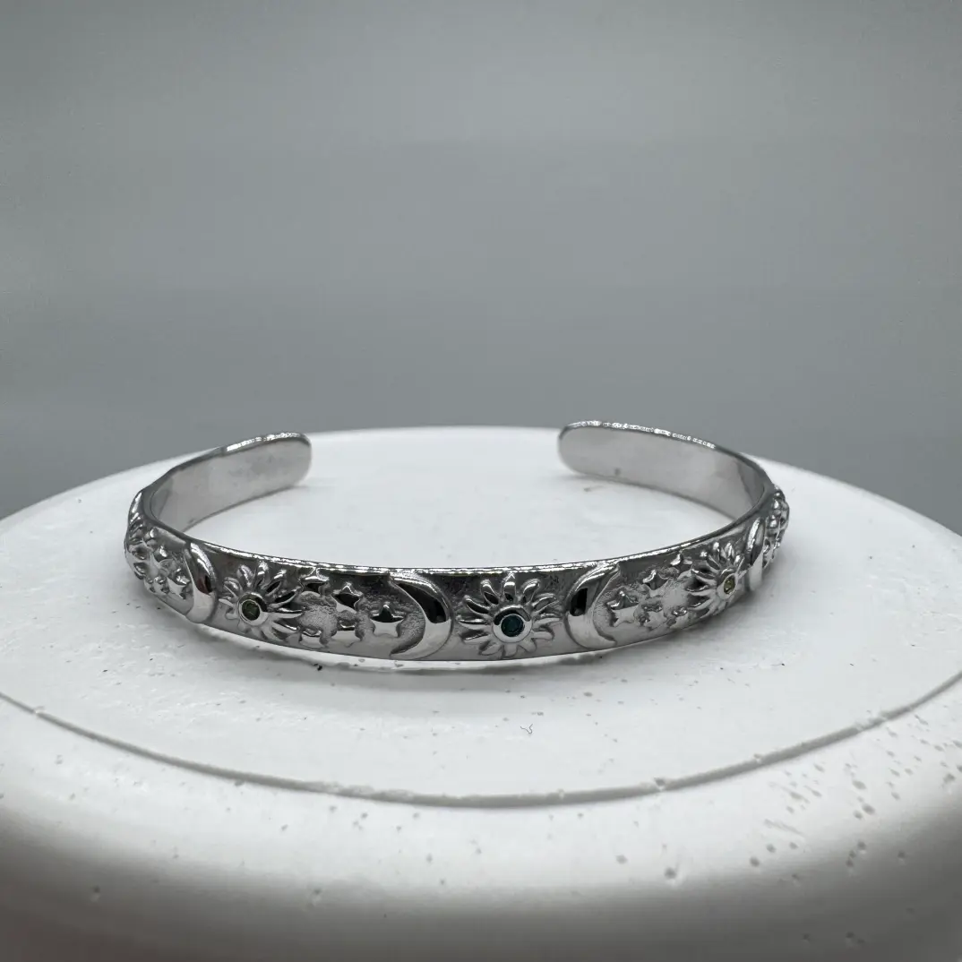 Özel Seri Çelik Yaz Temalı Silver Kelepçe Bileklik - 3