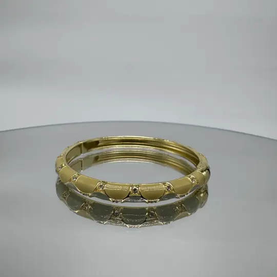 Özel Seri Ekru Tonlu Vintage Kelepçe Bileklik - Gold