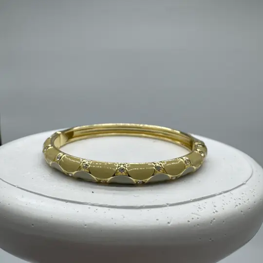 Özel Seri Ekru Tonlu Vintage Kelepçe Bileklik - Gold - 3