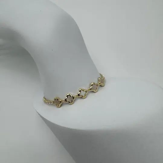Özel Seri Gold 5 Adet Minimal Yonca Detay Su Yolu Bileklik