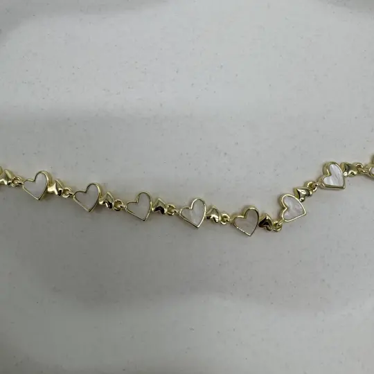 Özel Seri Gold Beyaz Kalp Detay Bileklik - 3