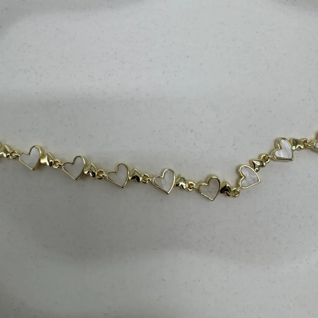 Özel Seri Gold Beyaz Kalp Detay Bileklik - 3