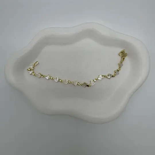 Özel Seri Gold Beyaz Kalp Detay Bileklik - 4