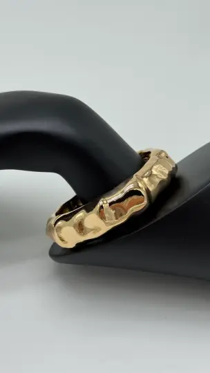 Özel Seri Gold Kalın Kabartma Tasarım Kelepçe Bilezik