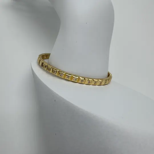 Özel Seri Gold Kare Taş Detay Kelepçe Bileklik - 2