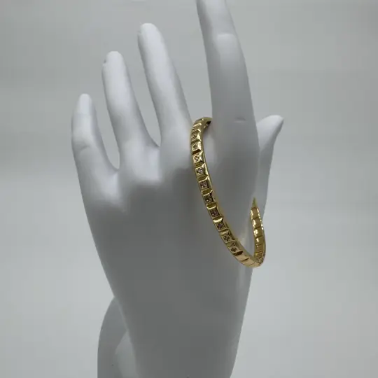 Özel Seri Gold Kare Taş Detay Kelepçe Bileklik - 3