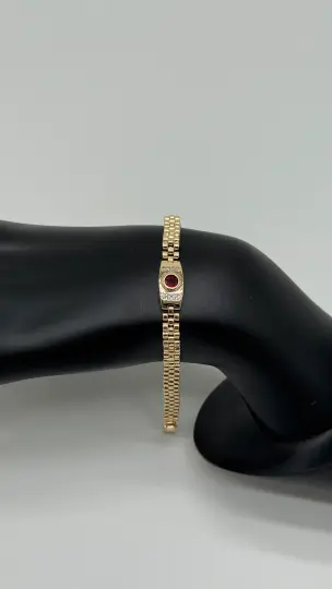 Özel Seri Gold Kırmızı Taş Detay Bileklik
