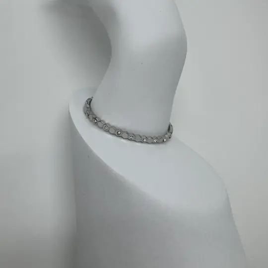 Özel Seri Silver Altıgen Taşlı Detay Kelepçe Bileklik 15 cm - 2