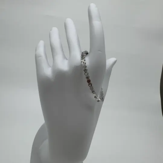Özel Seri Silver Altıgen Taşlı Detay Kelepçe Bileklik 15 cm - 3