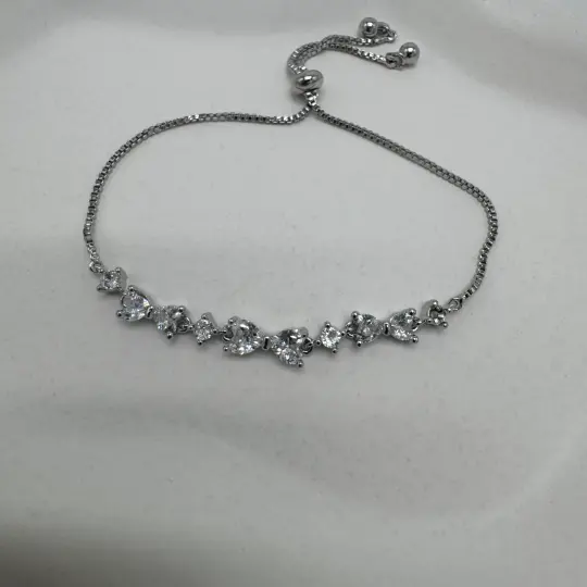 Özel Seri Silver Kalp Detaylı Taşlı Bileklik - 2