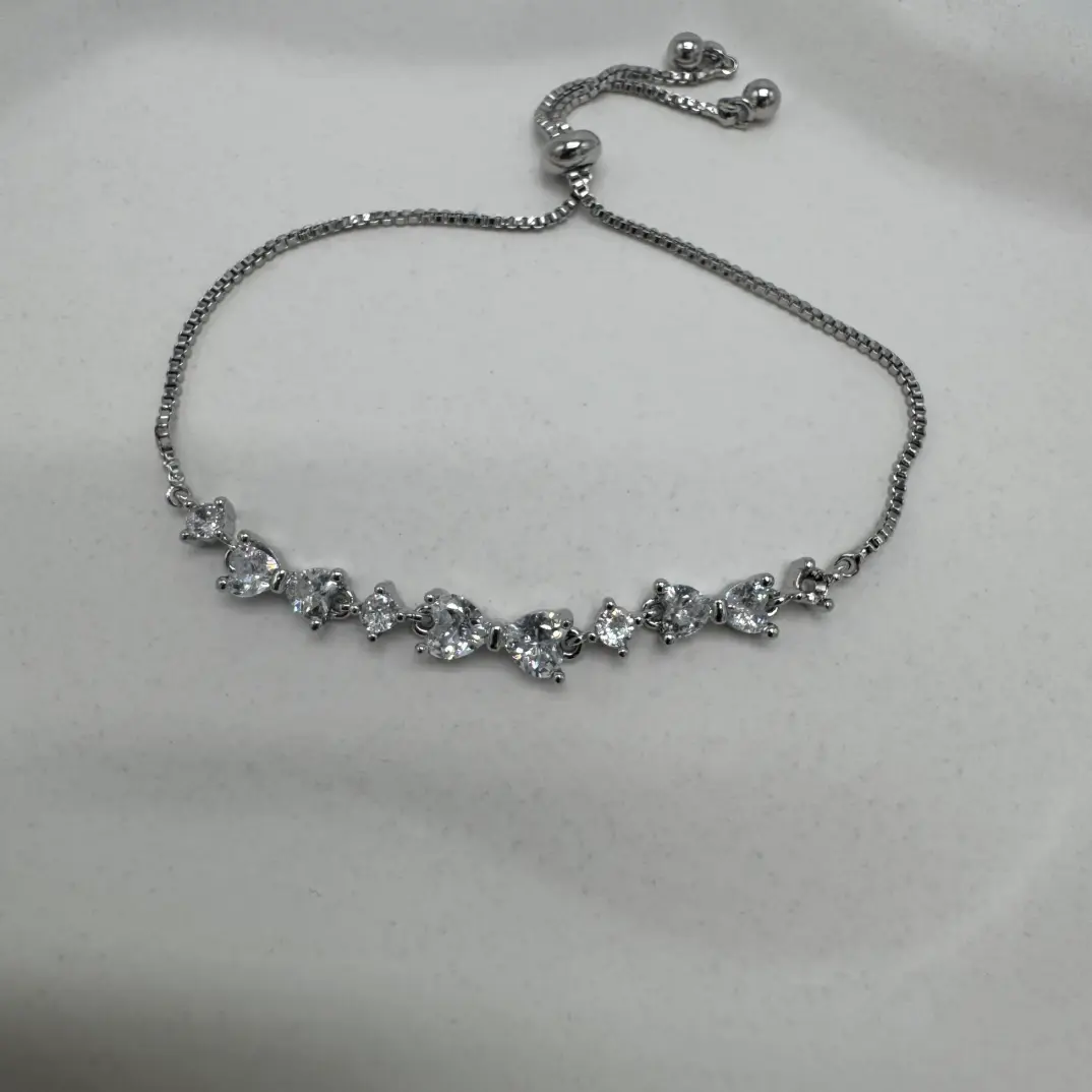 Özel Seri Silver Kalp Detaylı Taşlı Bileklik - 2