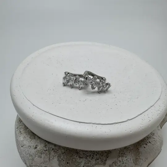 Özel Seri Silver Taş Detaylı Küpe - 2