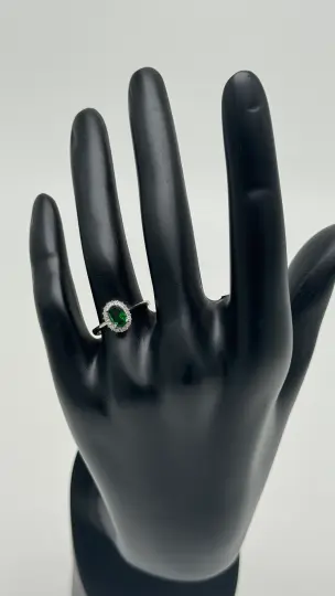 Silver Emerald Yeşil Taşlı Oval Yüzük - 2