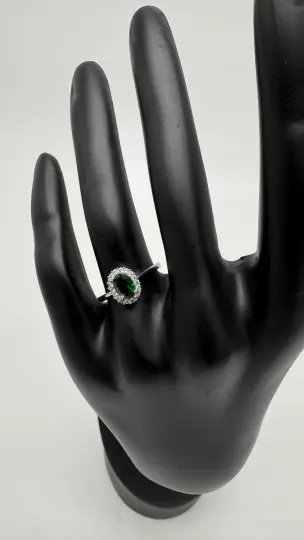 Silver Emerald Yeşil Taşlı Oval Yüzük - 4